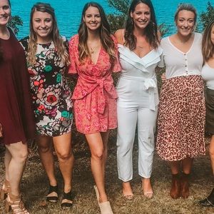 Pink & tan floral dress